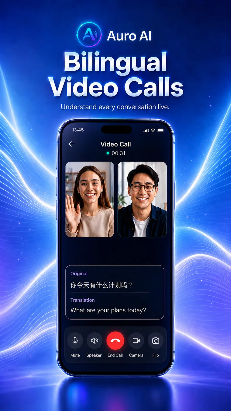 Auro AI bilingual video call screen