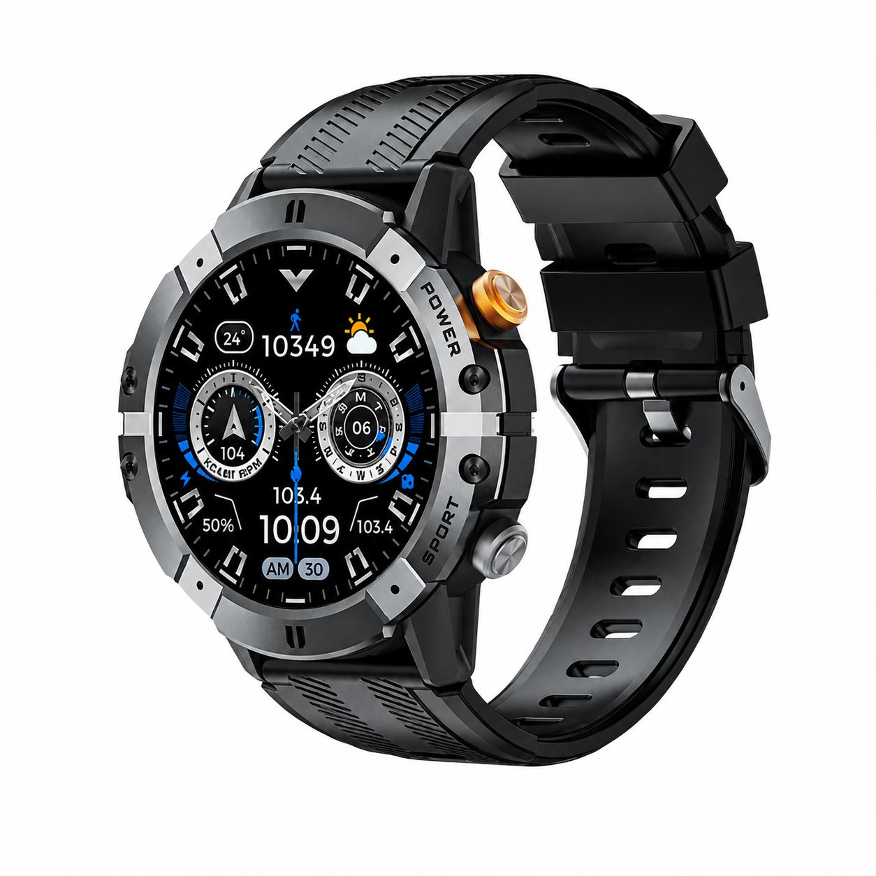 Da Fit C29 black rugged round smartwatch