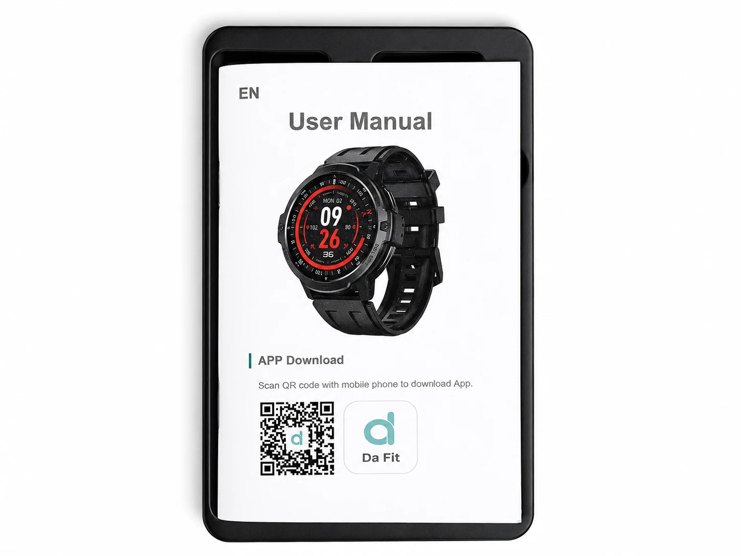 Printed Da Fit C31 English user manual in the package tray