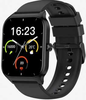 Da Fit P125M black smartwatch with square display