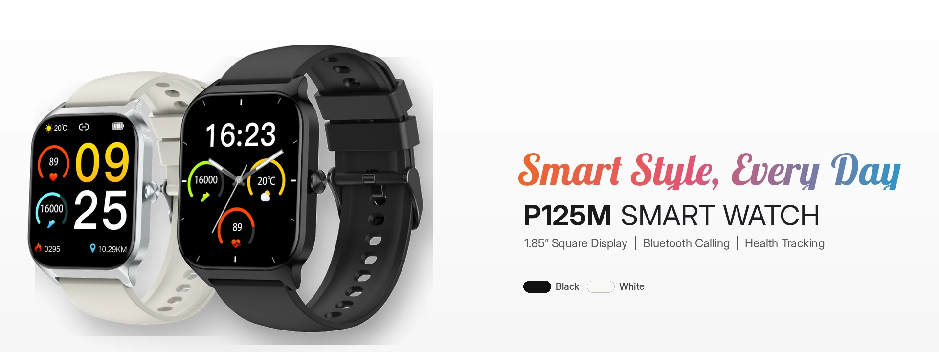 Da Fit P125M black and white Bluetooth calling smartwatches