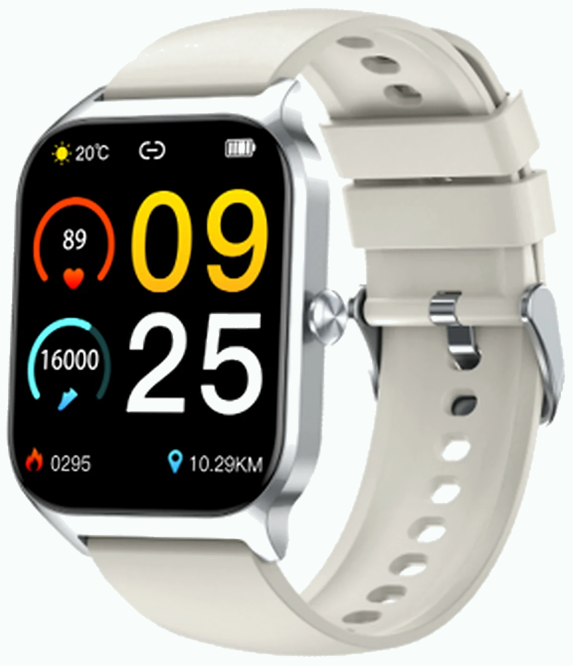 Da Fit P125M white silicone strap smartwatch