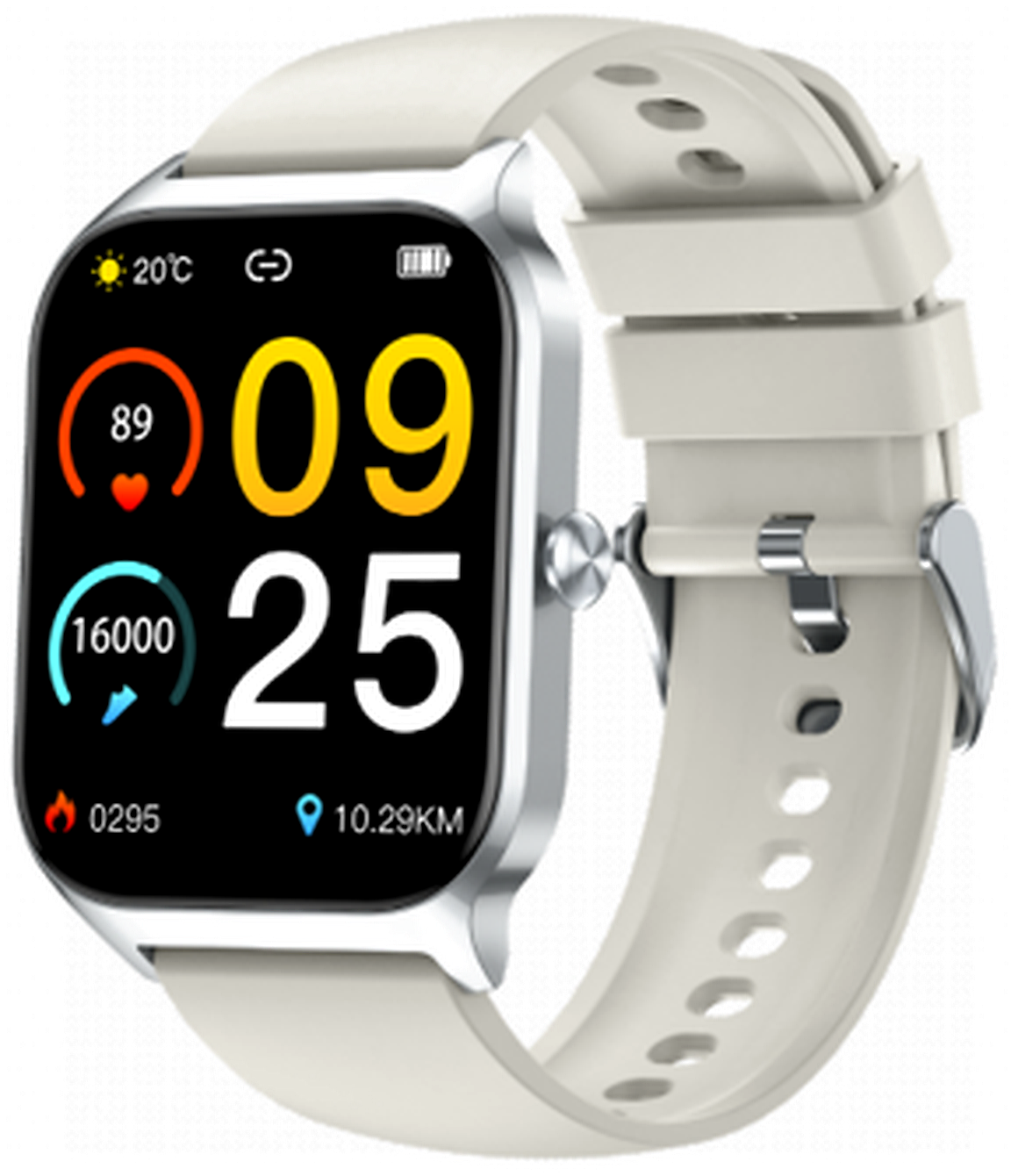 Da Fit P125M white silicone strap smartwatch