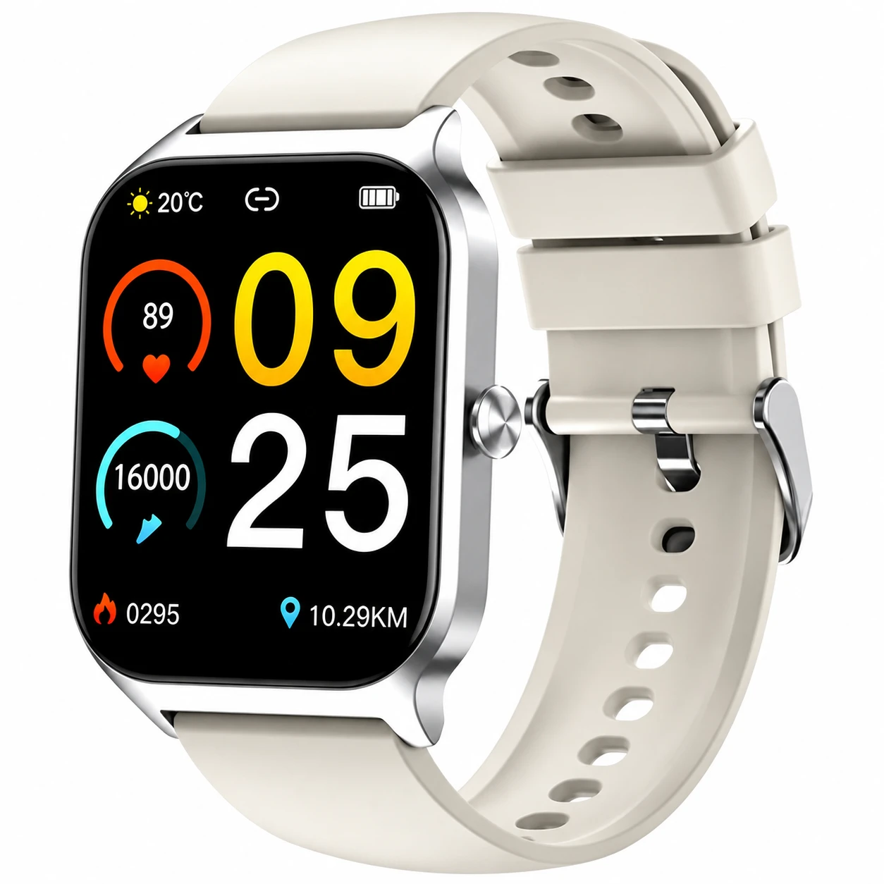 Da Fit P125M white silicone strap smartwatch